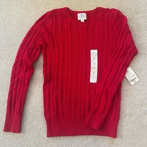 Red Classic Cable Sweater
